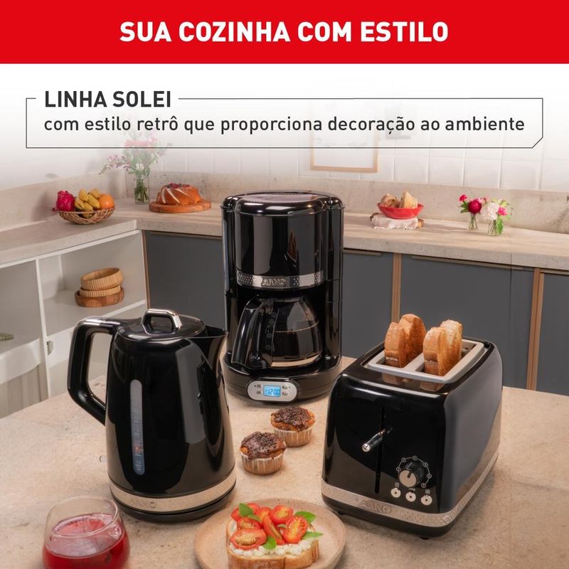 torradeira arno soleil 7 níveis de tostagem preto spto
