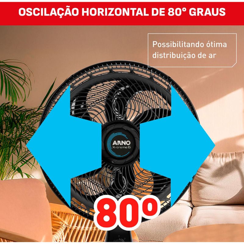 ventilador de mesa e parede arno 40cm x-treme preto ve60
