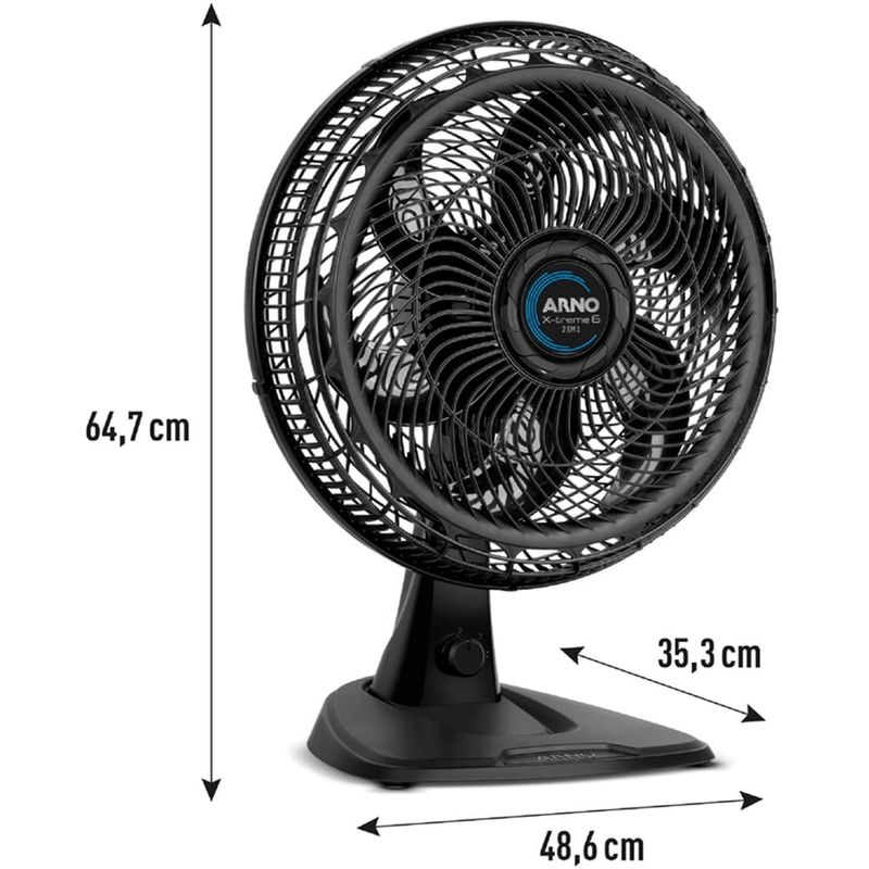 ventilador de mesa e parede arno 40cm x-treme preto ve60