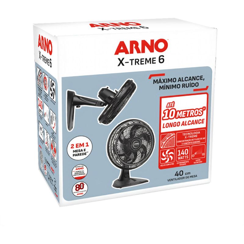 ventilador de mesa e parede arno 40cm x-treme preto ve60