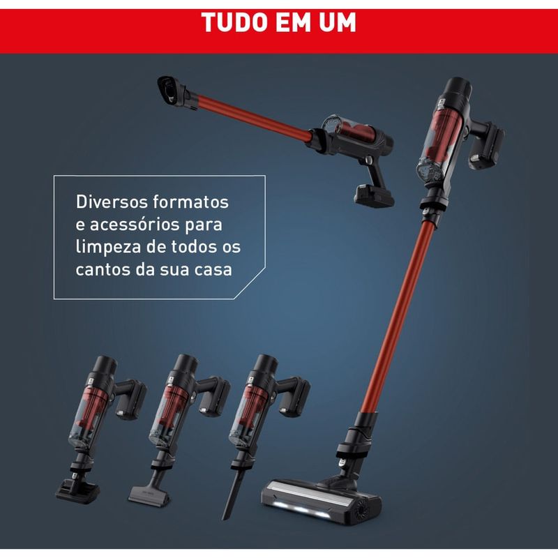 aspirador de pó arno vertical sem fio x-pert vermelho