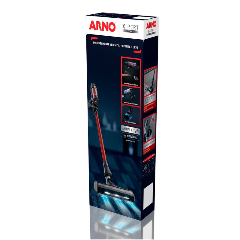 aspirador de pó arno vertical sem fio x-pert vermelho