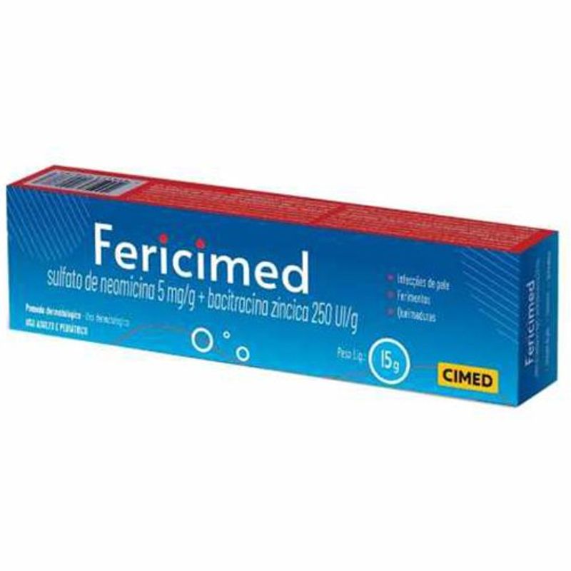fericimed sulfato de neomicina 5mg/g + bacitracina zíncica 250ui/g pomada 15g cimed