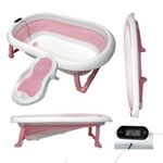 banheira baby happy premium baby dobrável com termômetro até 28kg branco rosa (mp)