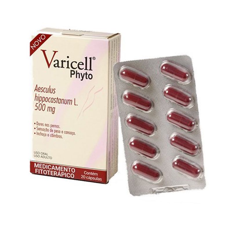 varicell phyto aesculus hippocastanum l. 500mg 20 cápsulas vidfarma