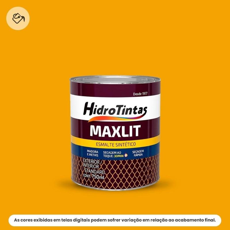 tinta esmalte sintético hidrotintas standard alto brilho 750ml maxlit amarelo (mp)