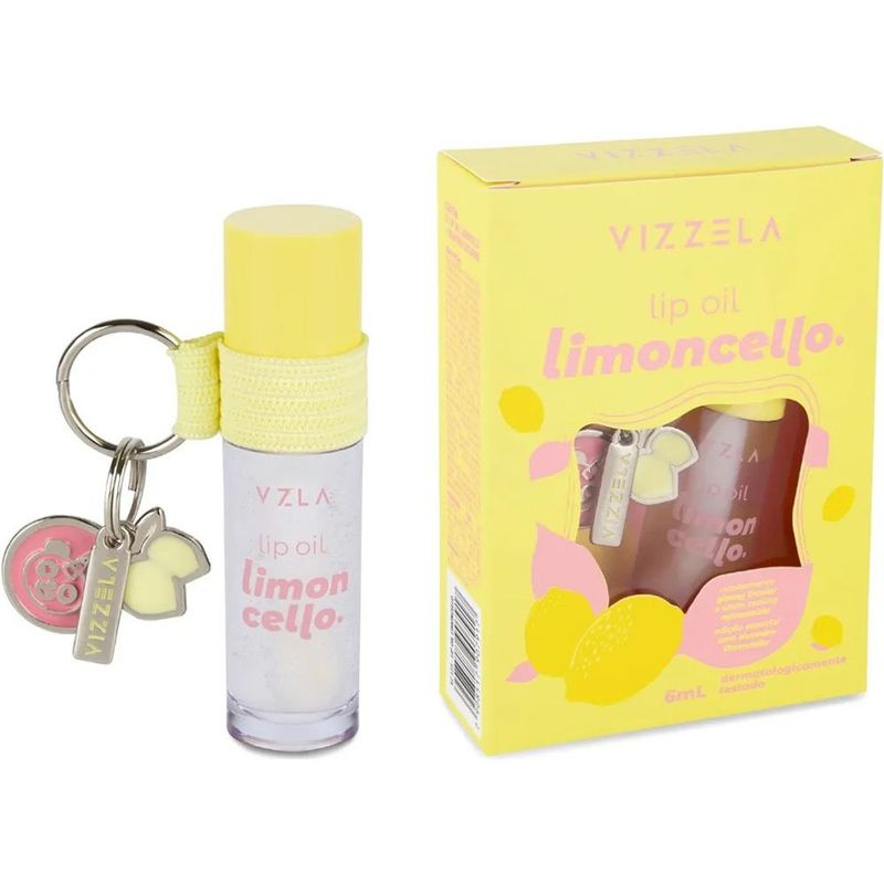 lip oil limoncello vizzela 6ml com chaveiro