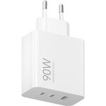 carregador de parede xiaomi 3 saídas 90w branco dl-bi