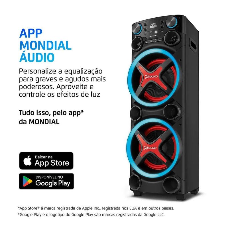 caixa de som amplificada torre mondial 700w preto tm-2200