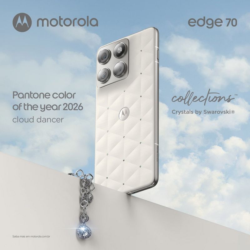 smartphone motorola edge 70 tela 6.8" 12gb ram 512gb câmera 50mp swarovski branco
