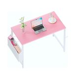 mesa para computador com bolsa e gancho para fone pamray 81.3x40x73 rosa e branco a-bi