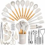 conjunto de 50 peças utensílios de cozinha completo antiaderentes kaluns branco a-bi