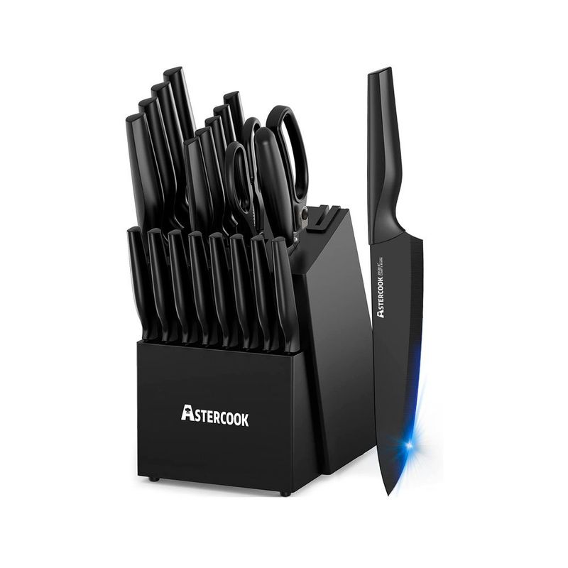 conjunto de 21 peças pecas astercook aço inoxidável preto a-bi