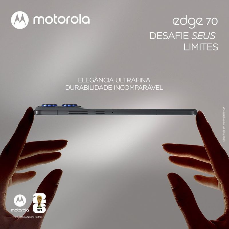 smartphone motorola edge 70 256gb cinza tela 6.7" câmera 50mp 8gb ram