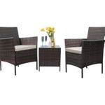 conjunto de móveis para área externa lacoo 3 peças fibra sintética marrom e bege w-bi