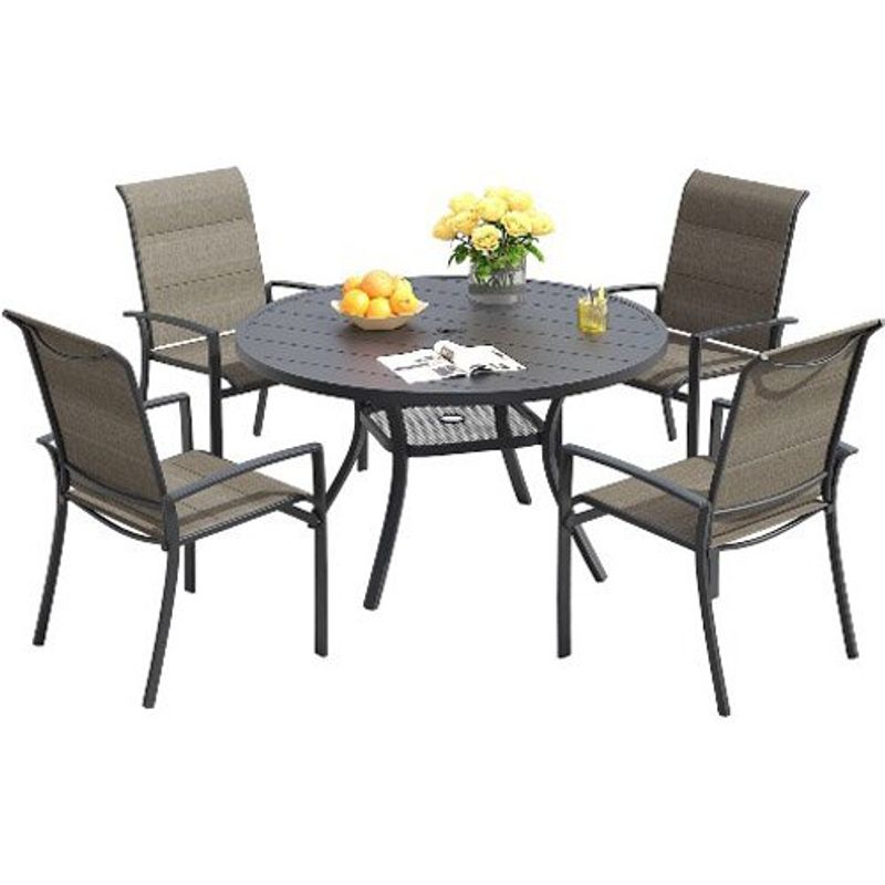 conjunto de mesa de jantar para área externa vicllax 5 peças preto w-bi