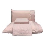 jogo de cama 200 fios rozac 4 peças luxor bordado queen rosa (mp)
