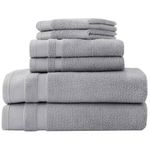 conjunto de 6 peças toalhas de banho hotel style 100% algodão cinza w-bi