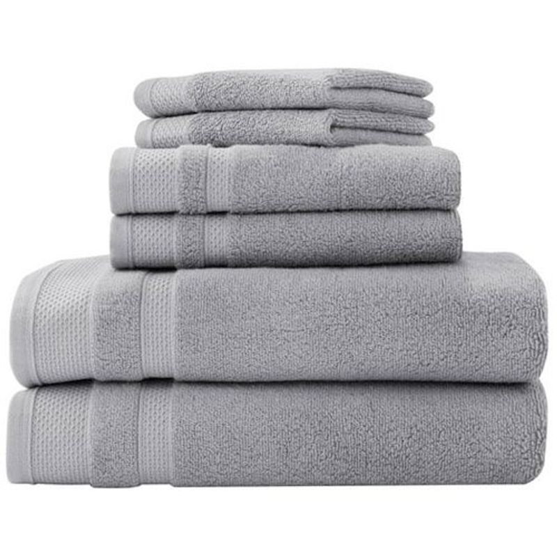 conjunto de 6 peças toalhas de banho hotel style 100% algodão cinza w-bi