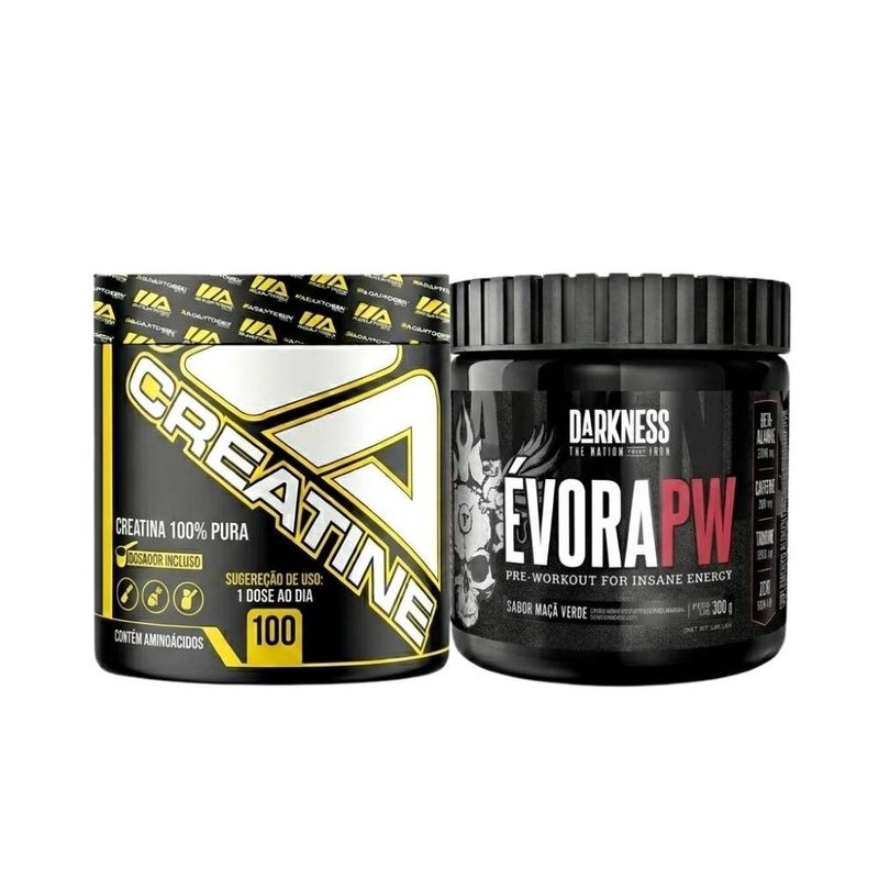 combo mezik pré-treino darkness évora pw maçã verde e creatina adaptogen 300g (mp)