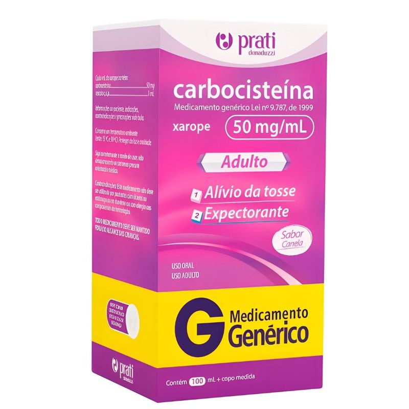 carbocisteína 50mg/ml xarope frasco 100ml + copo medidor prati donaduzzi genérico