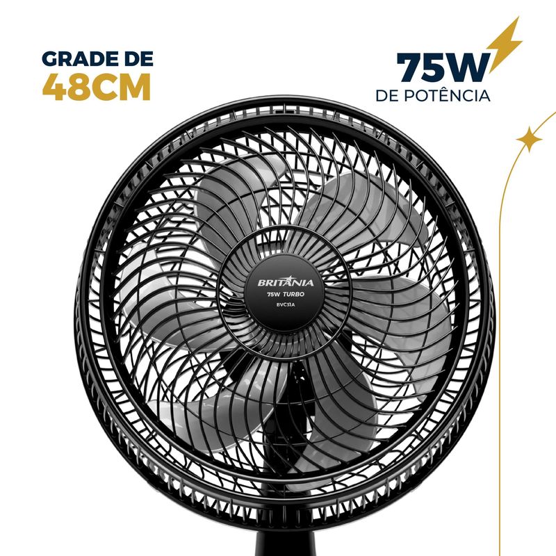 ventilador de coluna britânia 30cm preto bvc31a