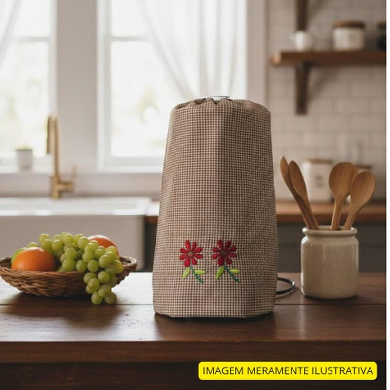 capa para liquidificador jovem bordados marrom (mp)