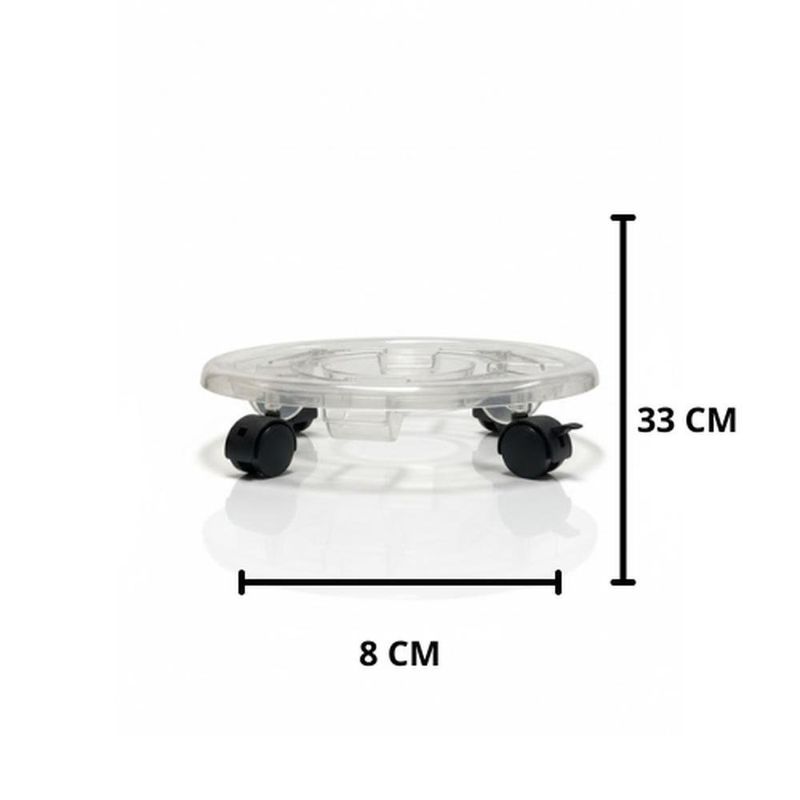 base para vaso decore com rodas transparente 30x8cm (mp)