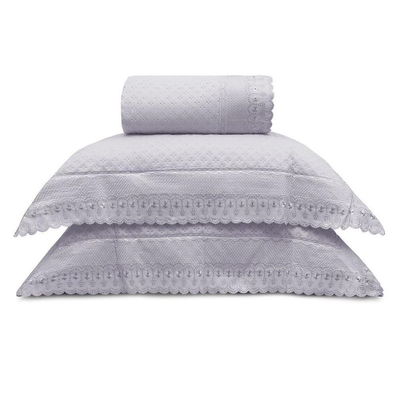 kit colcha queen 3 peças appel bordare premium lavanda (mp)