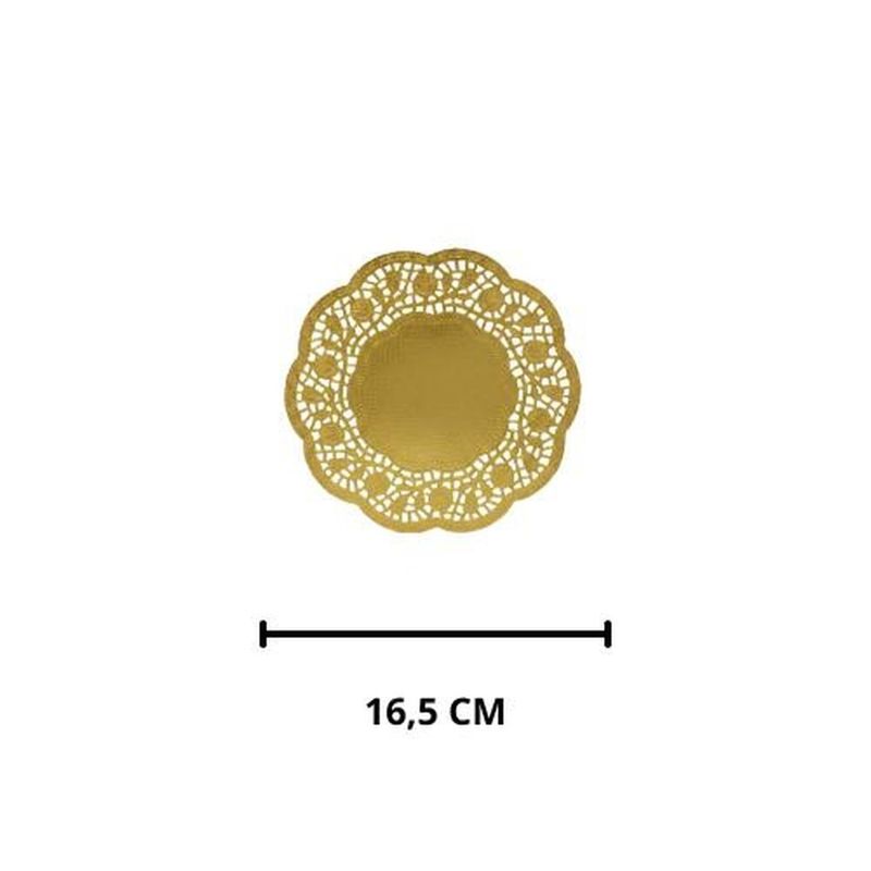 forro para bandeja redonda tm dourado 200 peças 16,5cm (mp)