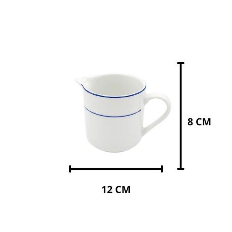 leiteira casa bella de porcelana 200ml listra azul (mp)