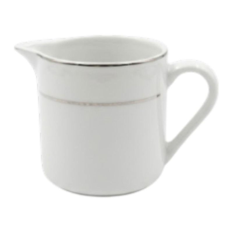 leiteira casa bella de porcelana 200ml listra prata (mp)
