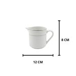 leiteira casa bella de porcelana 200ml listra prata (mp)
