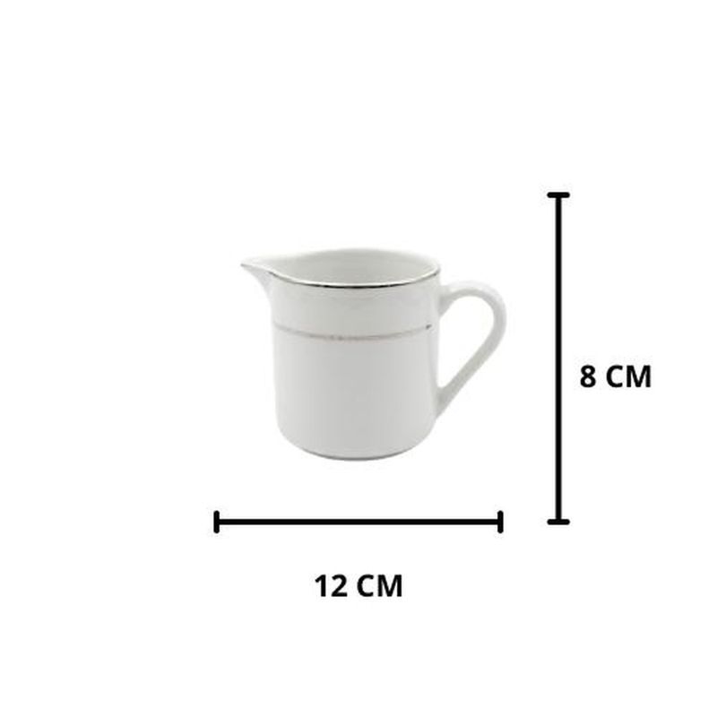 leiteira casa bella de porcelana 200ml listra prata (mp)