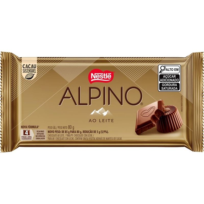 chocolate alpino nestlé ao leite barra 80g