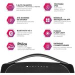 caixa de som bluetooth philco boombox 300w preto pbx01