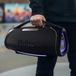caixa de som bluetooth philco boombox 300w preto pbx01