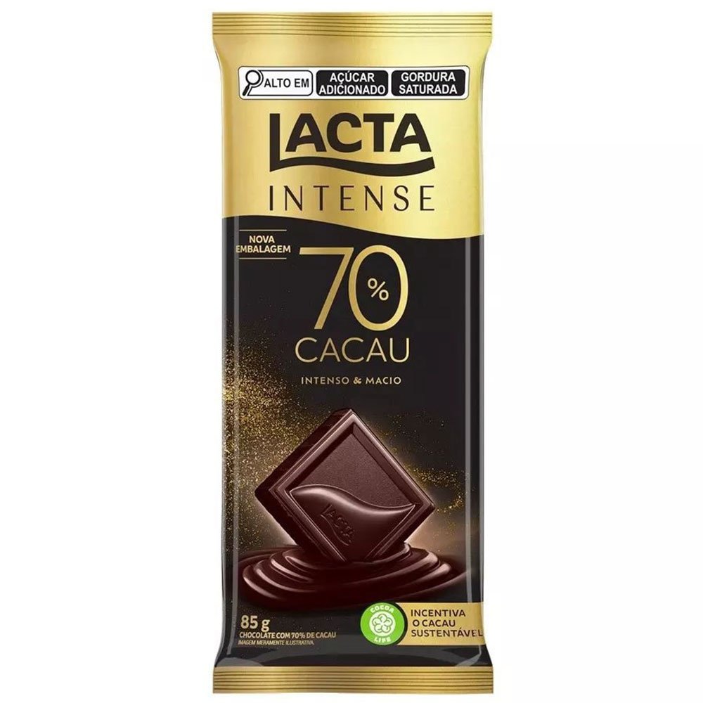 Barra de Chocolate 70% Cacau Lacta Intense 85g