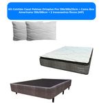 kit colchão casal pelmex ortoplus pro 138x188x33cm + cama box americana 138x188cm + 2 travesseiros flocos (mp)