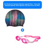 kit óculos de natação speedo legend rosa + touca de natação speedo team speedo cap rosa arco iris (mp)
