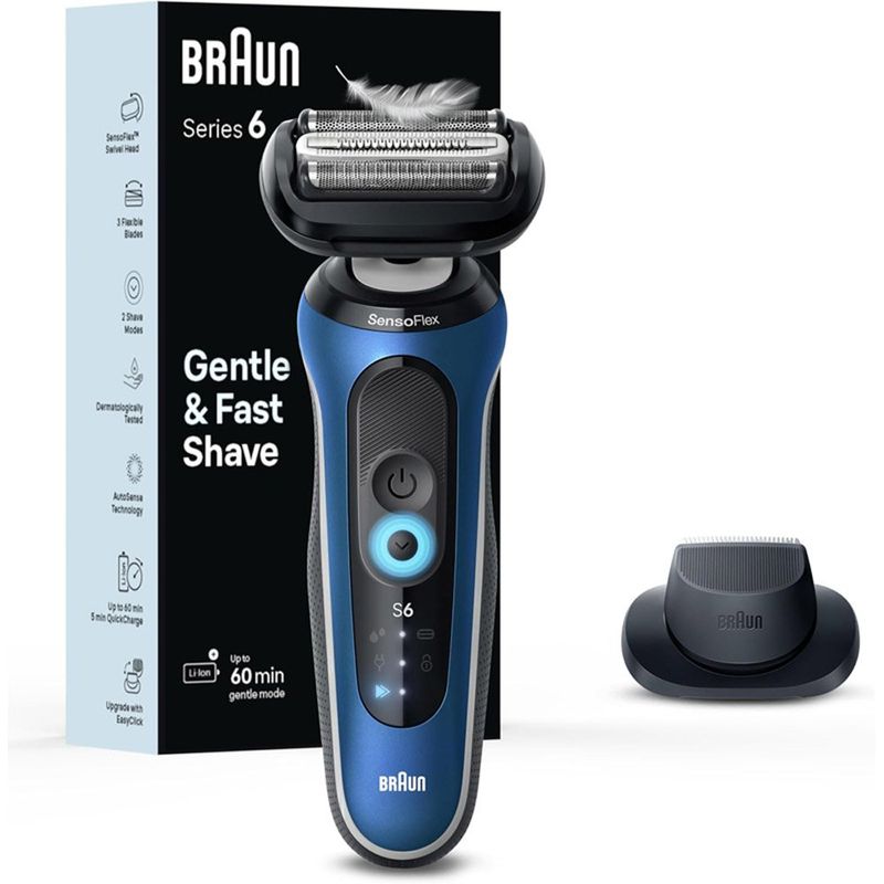 barbeador elétrico braun series 6 6120s com aparador de precisão e estojo azul w-bi