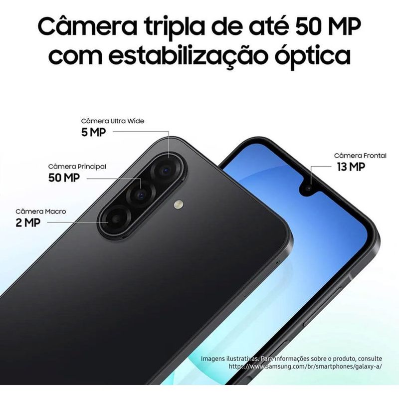 smartphone samsung a17 cinza 5g 256gb tela 6.7" câmera 50mp 8gb ram
