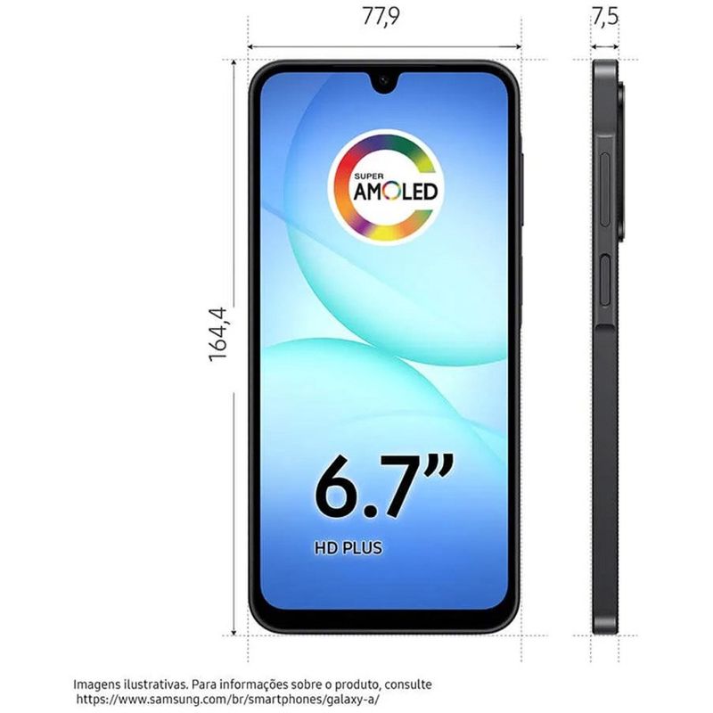 smartphone samsung a17 preto 5g 256gb tela 6.7" câmera 50mp 8gb ram