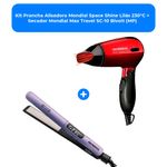 kit prancha alisadora mondial space shine lilás 230°c + secador mondial max travel sc-10 bivolt (mp)