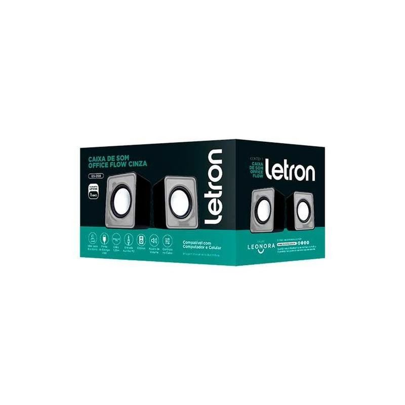 caixa de som letron office flow estéreo alto-falante cinza (mp)