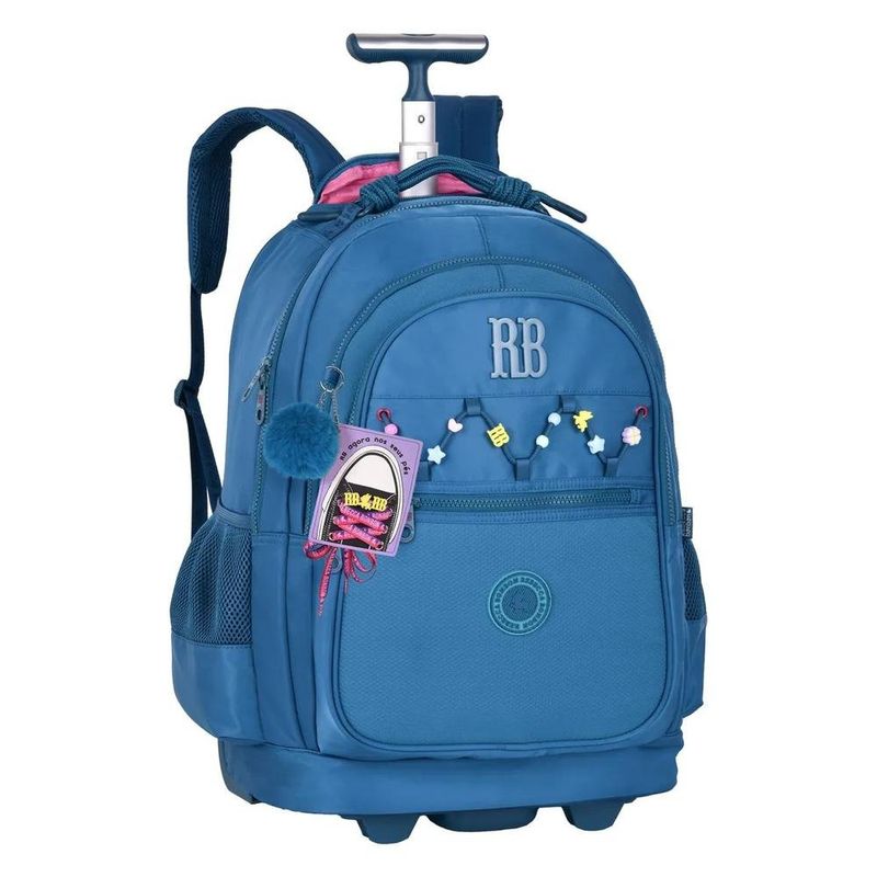 mochila de rodinhas rebecca bonbon 19" azul rb27421 (mp)