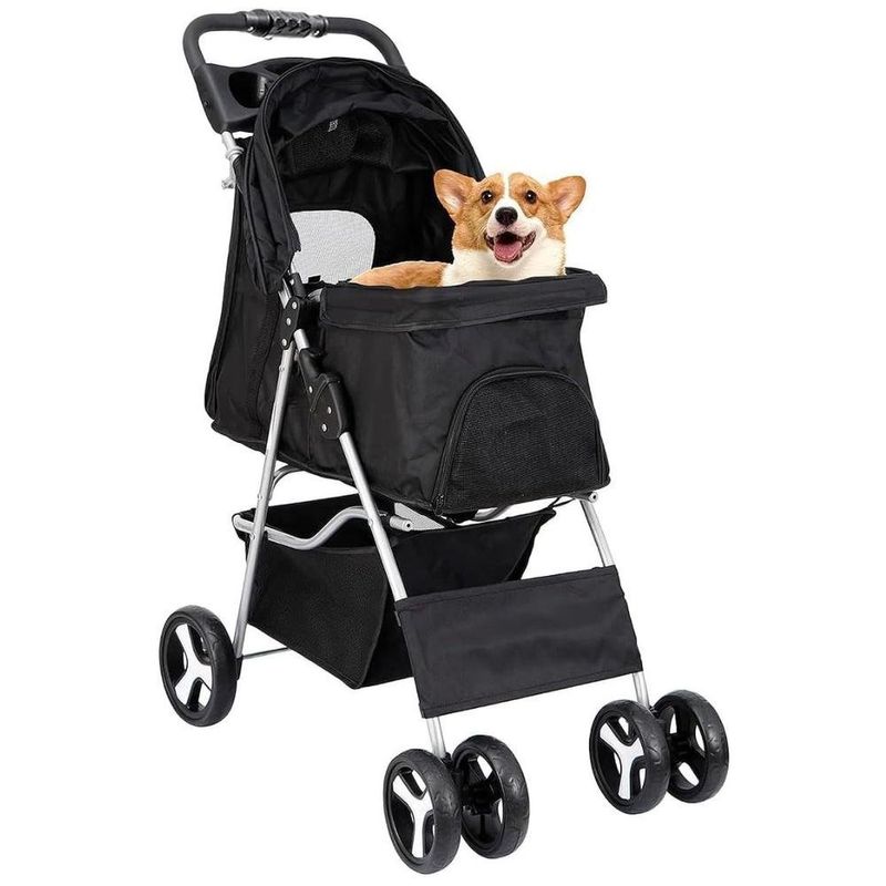 carrinho de passeio para pet petnes preto (mp)