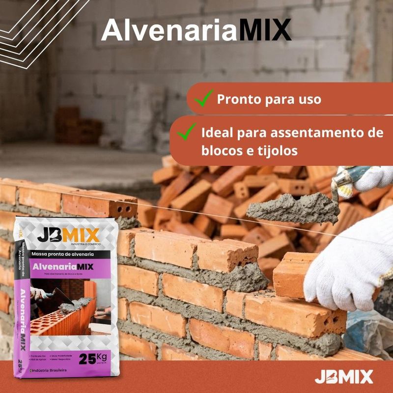 massa pronta para alvenaria 25kg jbmix (mp)