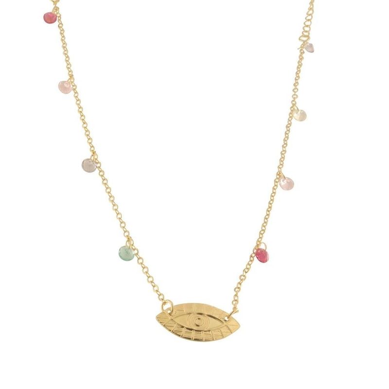 choker semijoia luiza mota olho grego com zircônias colorido 35cm 180981 (mp)