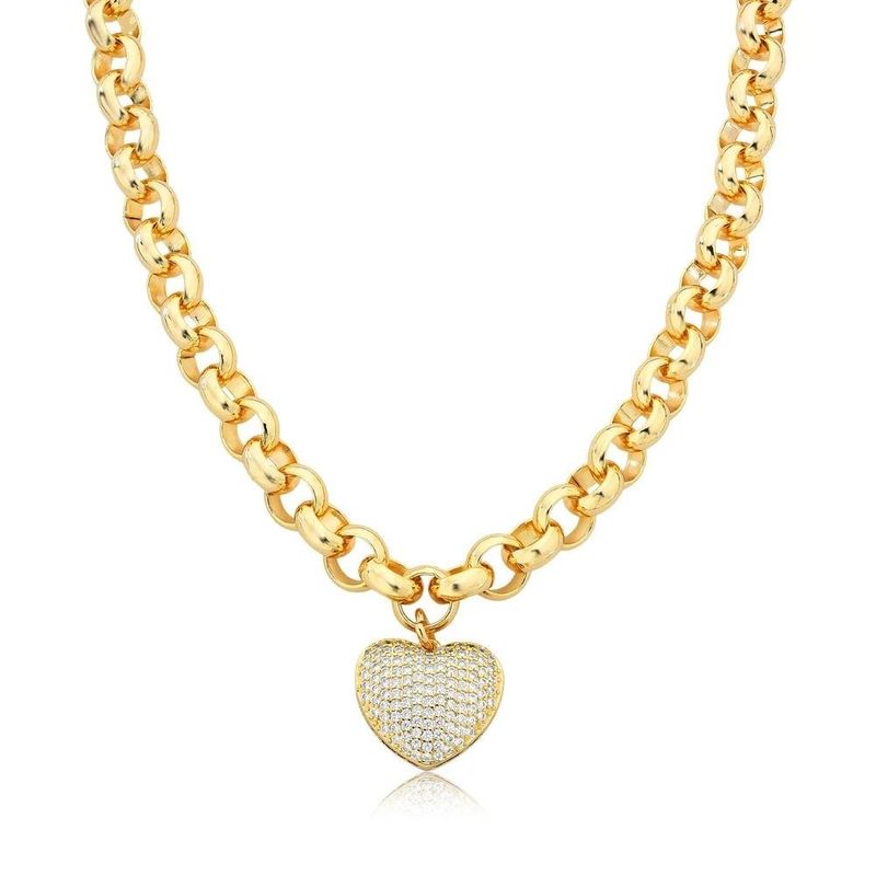 colar semijoia luiza mota elos com pingente coração cravejado cristal 40cm 214827 (mp)